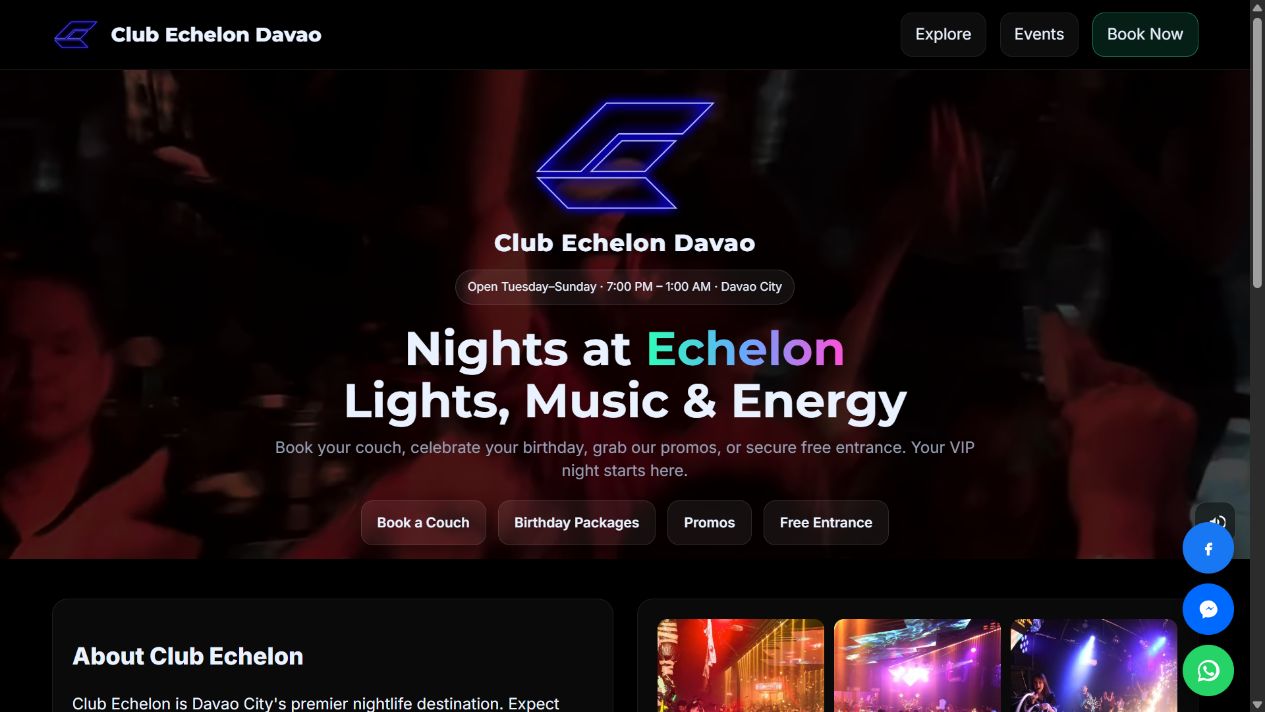 Sitio web de Club Echelon Davao